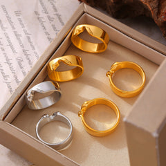 18K Gold-Plated Sculptural Indented Band Ring