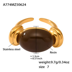 Oval Resin Color Accent Ring