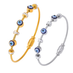 18K Gold-Plated Evil Eye Accent Bangle