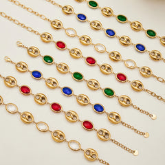 Oval Glass Accent Link Necklace or Bracelet