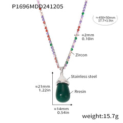 Sparkling Chain Resin Teardrop Pendant Necklace