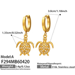 18K Gold-Plated Cubic Zirconia Turtle Drop Earrings
