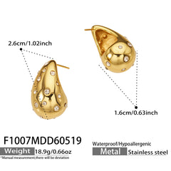 18K Gold-Plated Stone or Shell-Pearl-Look Earrings