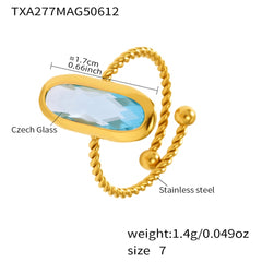 Czech Glass Bead-Band Open Ring