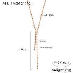 Gold-Tone Faceted Stone Y-Shaped Necklace
