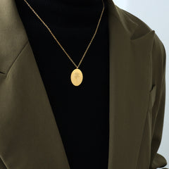 Birth Flower Oval Pendant Necklace