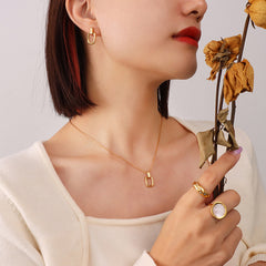 18K Gold-Plated Open Oval Pendant Jewelry
