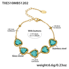 18K Gold-Plated Faceted Glass Heart Jewelry