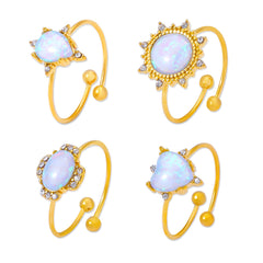 Gold-Tone Iridescent Stone Open Ring
