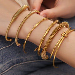 18K Gold-Plated Sculptural Open Cuff Bracelet