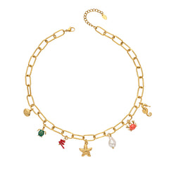 18K Gold-Plated Ocean Charm Necklace or Anklet