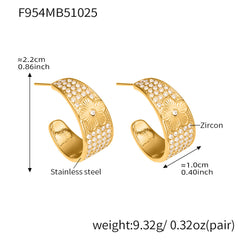 18K Gold-Plated Floral Cubic Zirconia Hoops or Ear Cuff