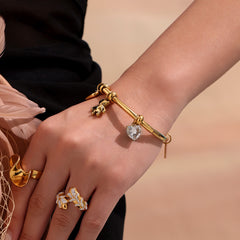 18K Gold-Plated Charm Bangle and Ring Designs