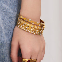 Cubic Zirconia Geometric Bangle Collection