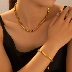 18K Gold-Plated Copper-Base Necklace & Bracelet