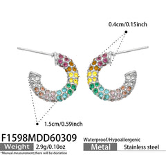 Rainbow Cubic Zirconia Hoop Earrings