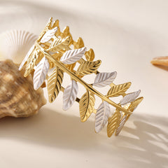 18K Gold-Plated Two-Tone Leaf or Wide Cuff Bracelet
