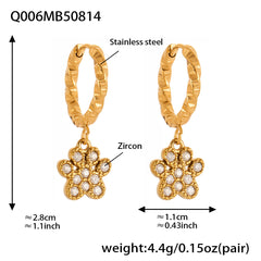 Cubic Zirconia Paw Charm Hoop Earrings