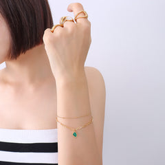 Green Acrylic Pendant Double Layer Bracelet