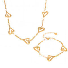 18K Gold-Plated Open Heart Necklace or Bracelet