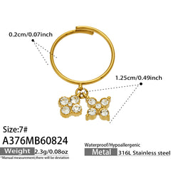 Four-Petal Cubic Zirconia Charm Ring