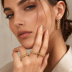 Cubic Zirconia Open Ring & Hoop Earrings