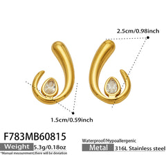 Gold-Tone U-Shaped Cubic Zirconia Earrings