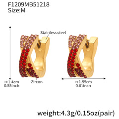 18K Gold-Plated X-Design Cubic Zirconia Hoop Earrings