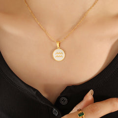 White Shell Zodiac Pendant Necklace