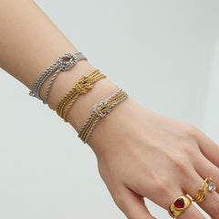 18K Gold-Plated Knotted Chain Bracelet