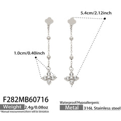 18K Gold-Plated Clover Cubic Zirconia Drop Earrings