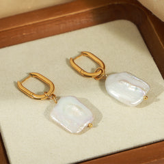 Gold-Tone Irregular Freshwater Pearl Drop Earrings