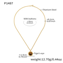 18K Gold-Plated Stone Pendant Rope Chain Necklace