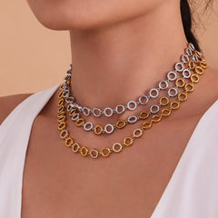 Cubic Zirconia Circle Link Necklace or Bracelet