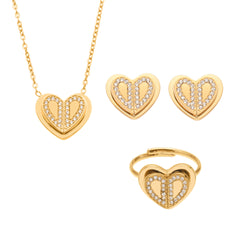 Layered Heart Cubic Zirconia Necklace, Earrings or Ring
