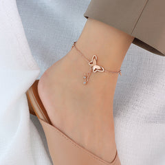 18K Gold-Plated Butterfly Charm Anklet