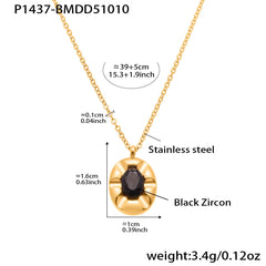 Black Cubic Zirconia Oval Pendant Necklace