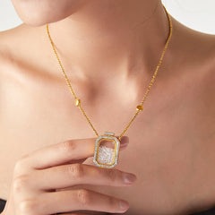 Square Stone-Accent Pendant Necklace
