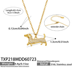 18K Gold-Plated Cubic Zirconia Dog Jewelry