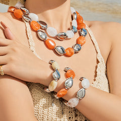 Oval Color Resin Necklace and Bracelet
