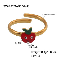Red Apple Enamel Necklace, Bracelet, Ring & Earrings