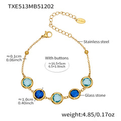 Faceted Round Glass Stone Necklace, Bracelet & Earrings