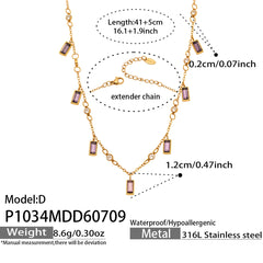 18K Gold-Plated Glass Stone & Pearl Accent Necklace