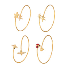 Gold-Tone Ocean or Insect Open Cuff Bracelet