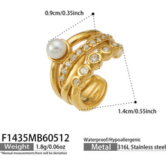 18K Gold-Plated Shell Pearl-Look Ear Cuff
