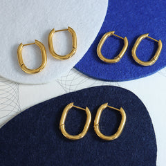 18K Gold-Plated & Silver-Tone Rounded U-Hoops