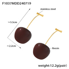 Resin Cherry-Inspired Drop Earrings