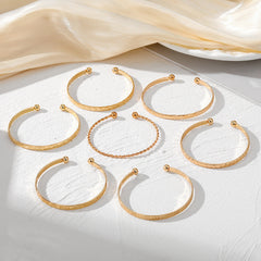 8-Piece Floral Accented Adjustable Textured Cuff Stack