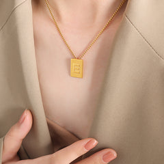 Gold-Tone Square Initial Pendant Necklace
