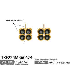Color Four-Petal Cubic Zirconia Necklace and Earrings